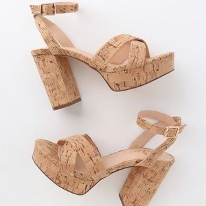 Lulu’s Cork Ankle Strap Heels